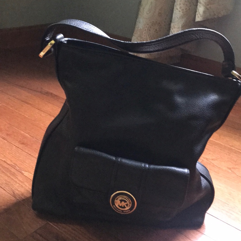 Michael Kors black pebble leather handbag